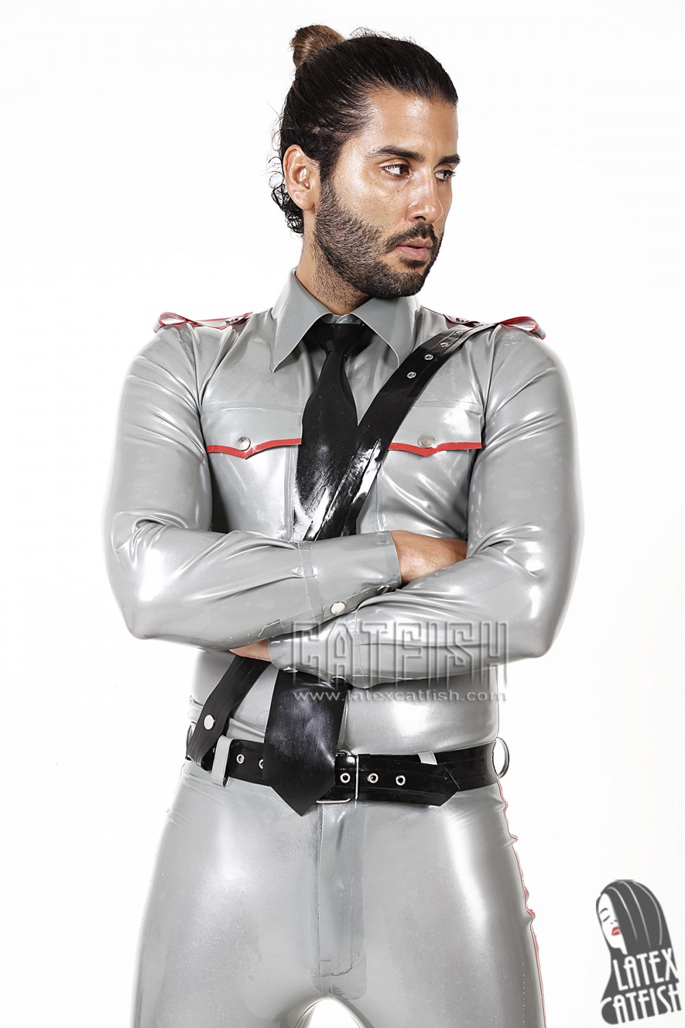 Men's 'Police' Latex Uniform Long Sleeves Shirt Men's 'Police' Latex Uniform Long Sleeves Shirt