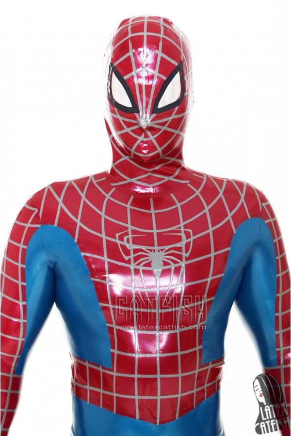 Men's Cosplay Red Spider Total Coverage Latex Catsuit