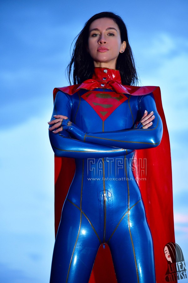 Super Girl Cosplay Latex Catsuit