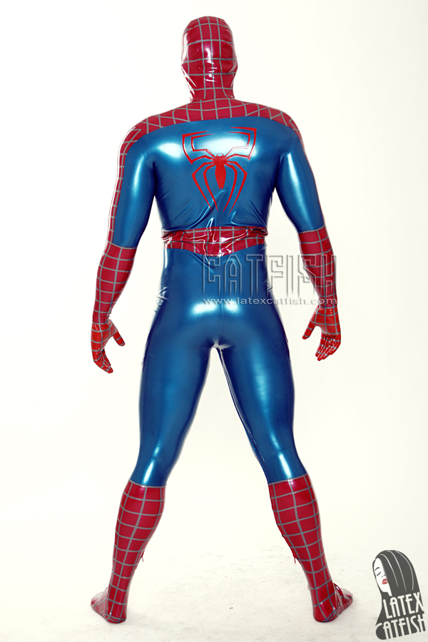 Men's Cosplay Red Spider Total Coverage Latex Catsuit