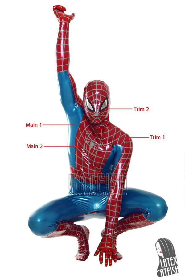 Men's Cosplay Red Spider Total Coverage Latex Catsuit