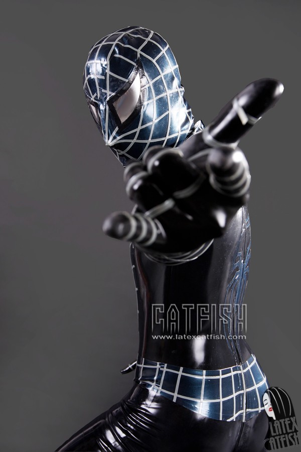 Men's Cosplay Spider Total Coverage Latex Catsuit