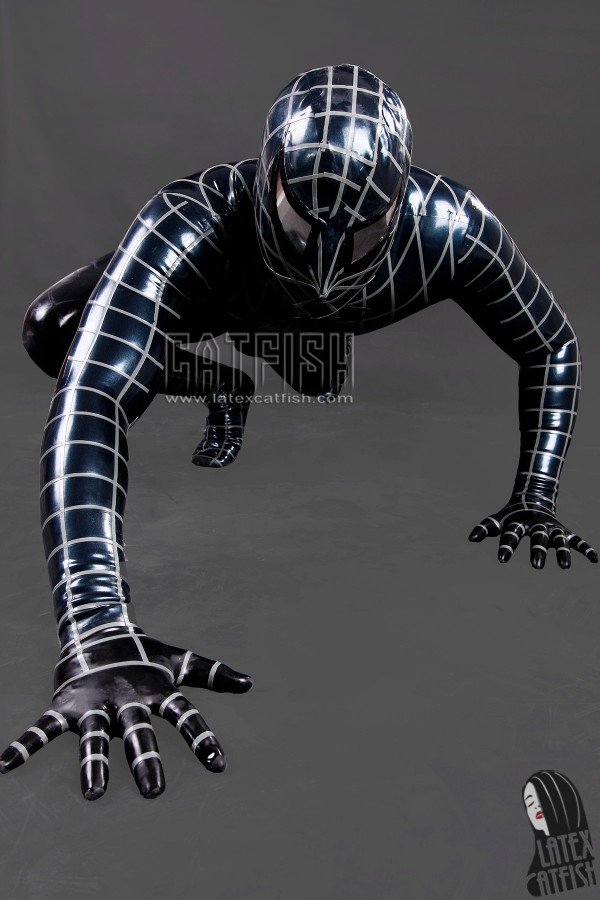 Men's Cosplay Spider Total Coverage Latex Catsuit