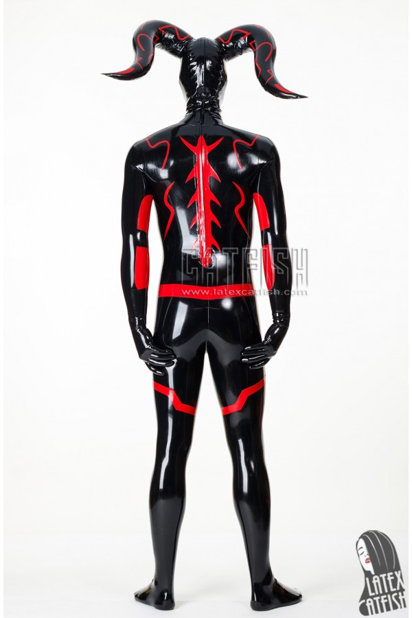 Men's 'Cernunnos' Inflatable Horns & Boobs Latex Costume Suit