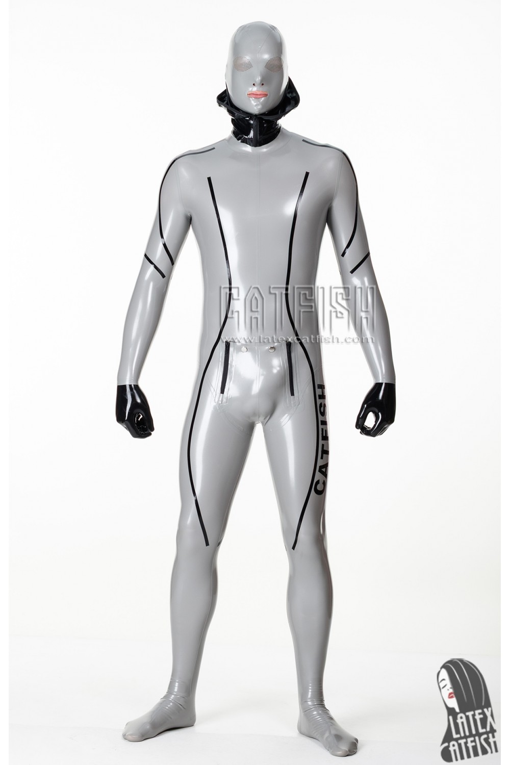 Men's Catfish Branded Latex Gimp Catsuit Men's Catfish Branded Latex Gimp Catsuit