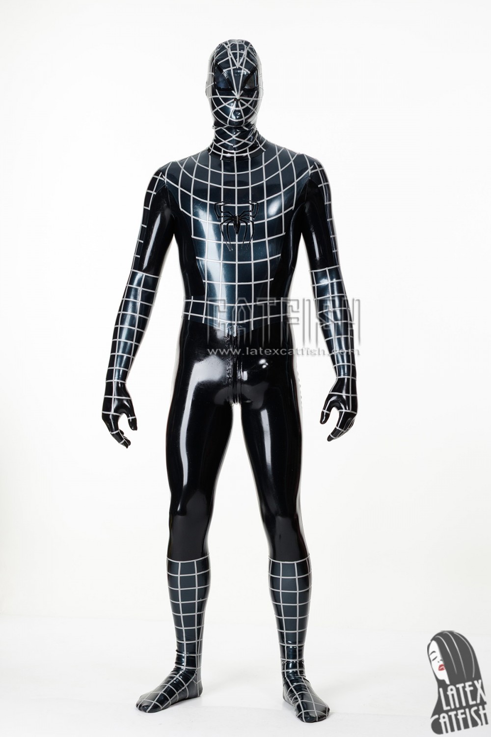 Men's Cosplay Spider Total Coverage Latex Catsuit
