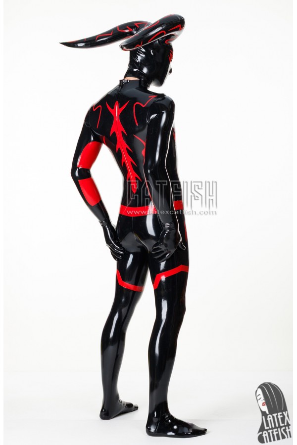 Men's 'Cernunnos' Inflatable Horns & Boobs Latex Costume Suit