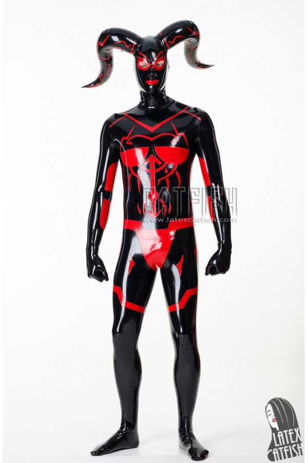 Men's 'Cernunnos' Inflatable Horns & Boobs Latex Costume Suit