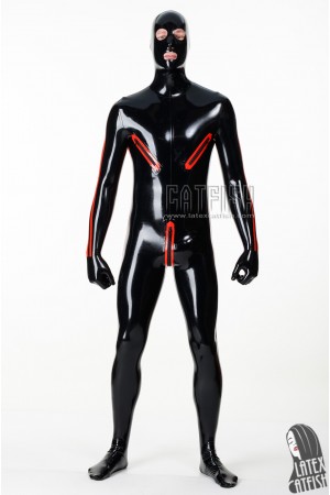 Men's Zippered Latex Gimp Catsuit
