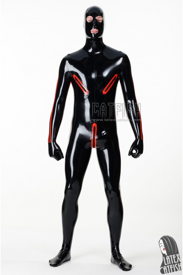 Men's Zippered Latex Gimp Catsuit