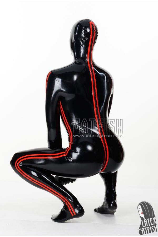 Men's Zippered Latex Gimp Catsuit
