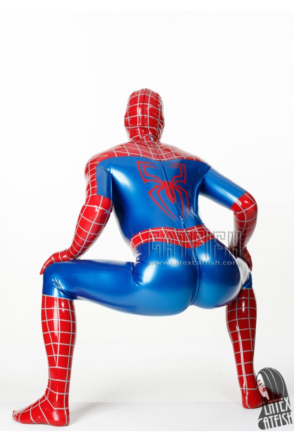Men's Cosplay Red Spider Total Coverage Latex Catsuit