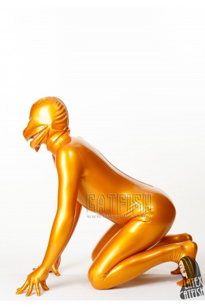Men's Mouth Entry & Condom Full Latex Catsuit