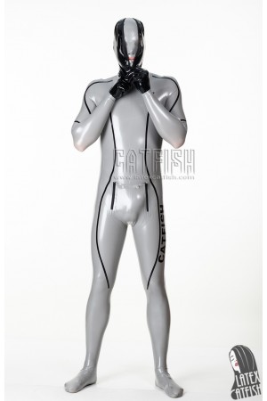 Men's Catfish Branded Latex Gimp Catsuit