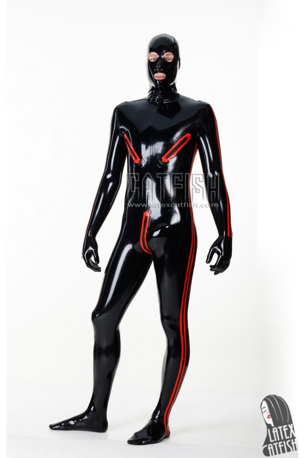 Men's Zippered Latex Gimp Catsuit