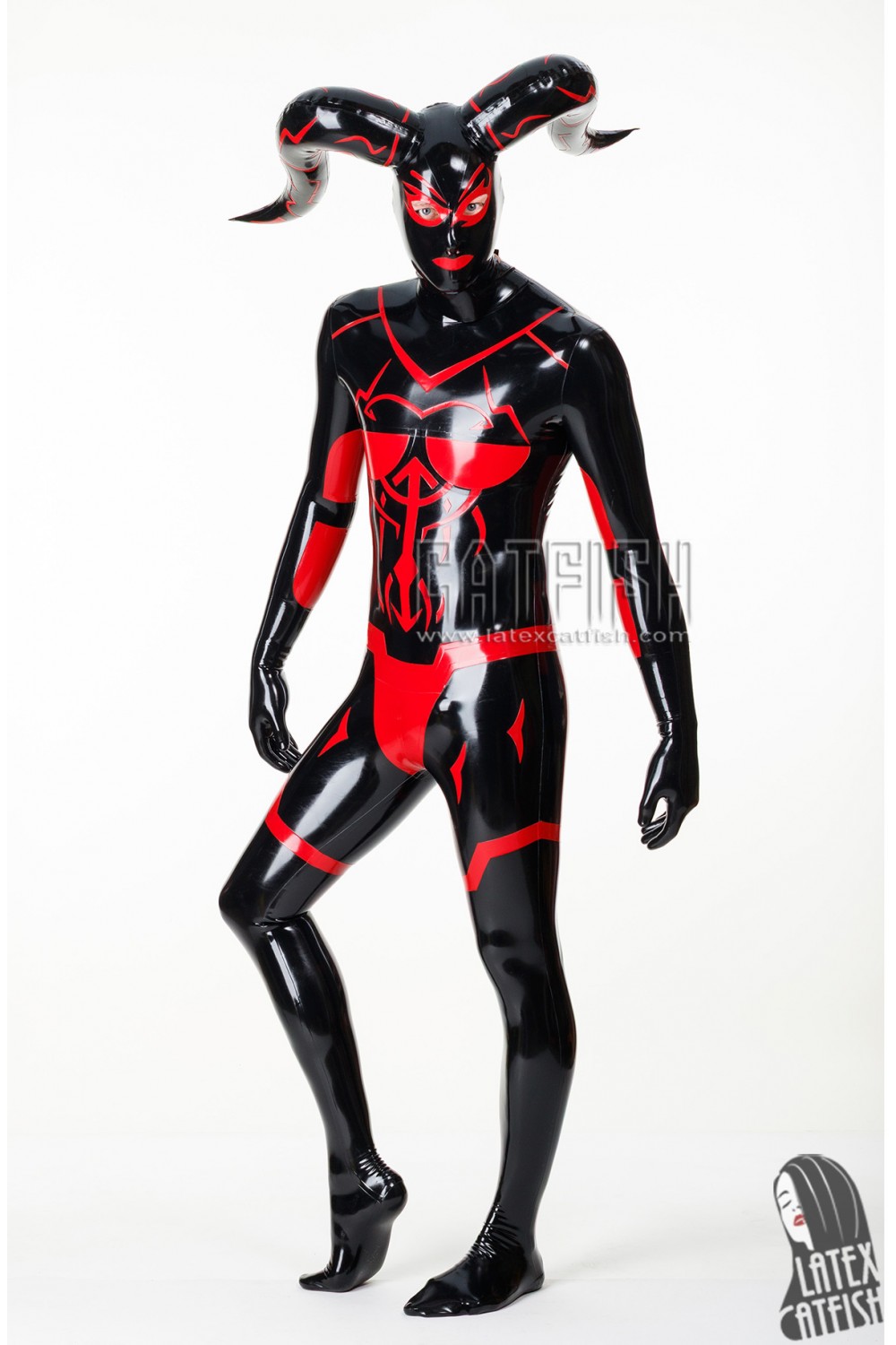 Men's 'Cernunnos' Inflatable Horns & Boobs Latex Costume Suit Men's 'Cernunnos' Inflatable Horns & Boobs Latex Costume Suit