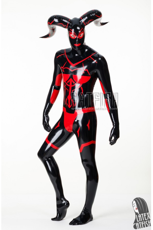 Men's 'Cernunnos' Inflatable Horns & Boobs Latex Costume Suit