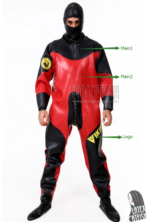 Men's Heavy Duty Brand Name Latex Hooded Drysuit Diving Suit Version 2