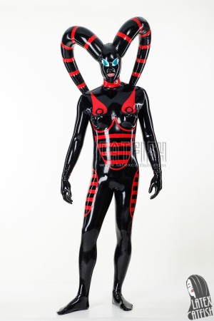 Unisex 'Stellar' Silicone Boobs Latex Catsuit