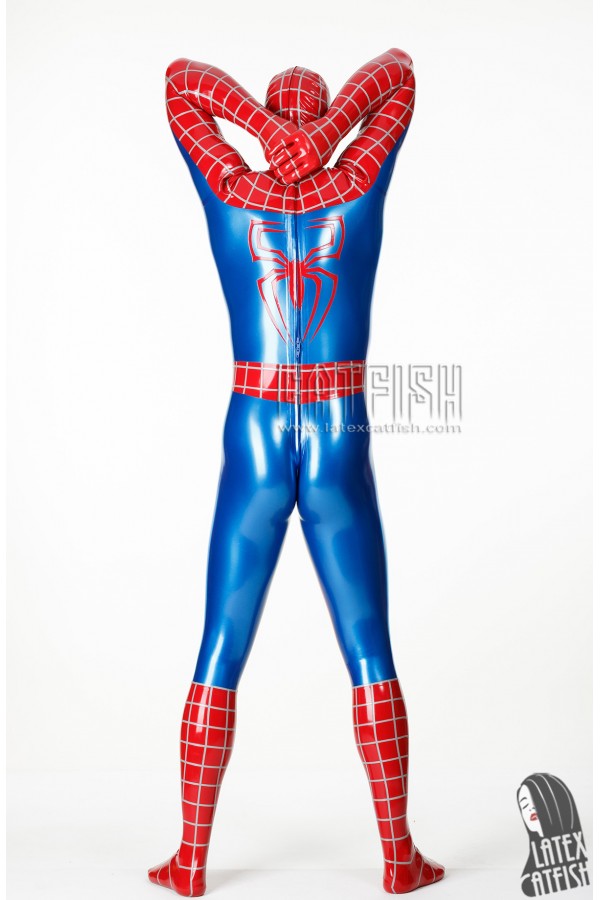 Men's Cosplay Red Spider Total Coverage Latex Catsuit