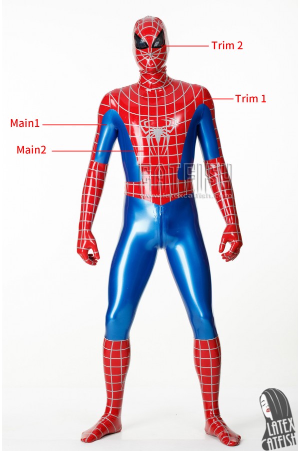 Men's Cosplay Red Spider Total Coverage Latex Catsuit