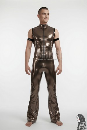 'Retro'70s' Flared Legs Sleeveless Latex Jumpsuit