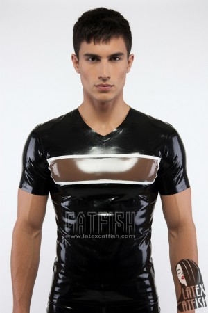 Men's V-Neck Latex T-Shirt
