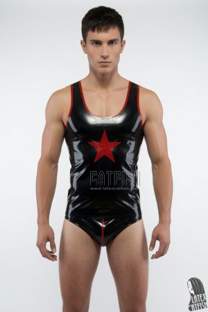'Star-Blazer' Latex Singlet Top