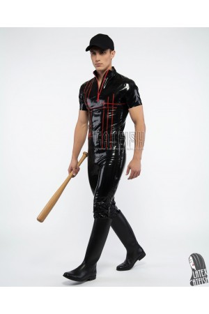 'Grid' Pattern Latex Short-Sleeved Shirt