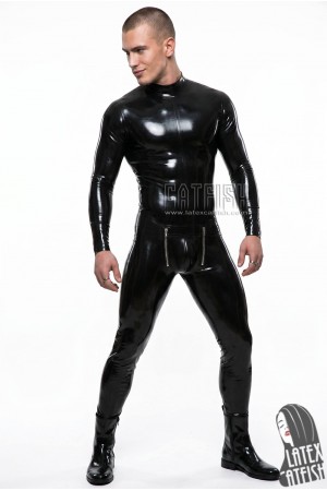 Men's Pouch-Front Latex Catsuit