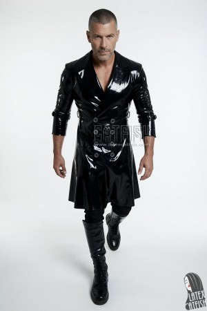 Men's Double-Breasted Three-Quarter Length Latex Coat
