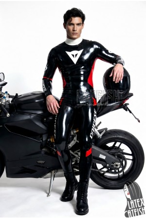 'Smart Biker' Brand Name Latex Shoulder-Zipper Catsuit