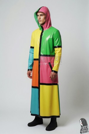 'Rubik' Latex Hooded Raincoat