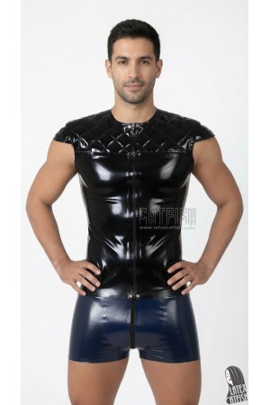 Quilted Pattern Capped Sleeve Latex Top