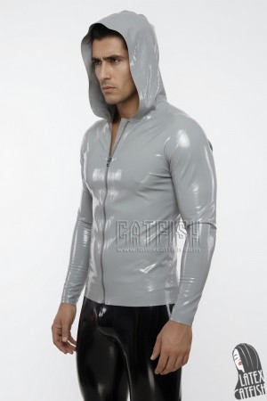 Front-zipped Latex Hoodie
