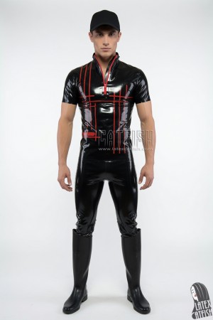 'Grid' Pattern Latex Short-Sleeved Shirt