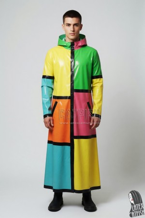 'Rubik' Latex Hooded Raincoat