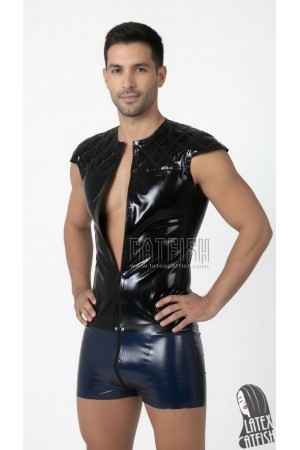 Quilted Pattern Capped Sleeve Latex Top