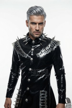 Men's 'Thrones' Latex Full-length Trench Coat