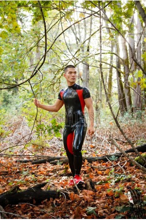 Short-Sleeved 'Jogger' Latex Suit