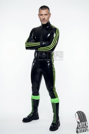 Men's 'Triple Stripe' Latex Catsuit