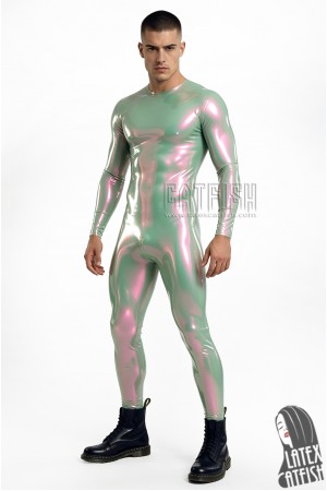 Men's Round Neck Latex Catsuit