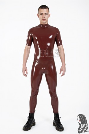 Men's Short-Sleeved Latex Catsuit
