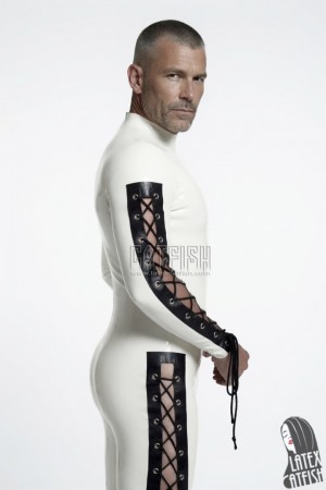 Men's 'Diamond Lacing' Latex Catsuit