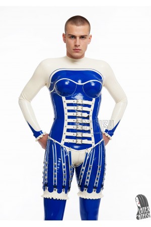 'Western Saloon' Latex Corset Catsuit (Silicone Breasts)