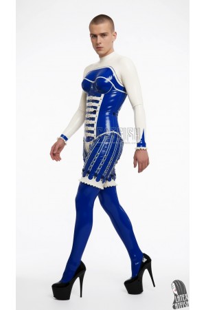 'Western Saloon' Latex Corset Catsuit (Silicone Breasts)