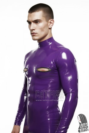 Men's Nipple-Zipper Latex Catsuit