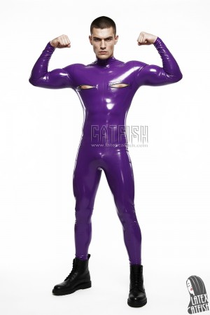 Men's Nipple-Zipper Latex Catsuit