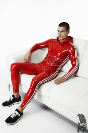 Hooded Trims Latex Catsuit