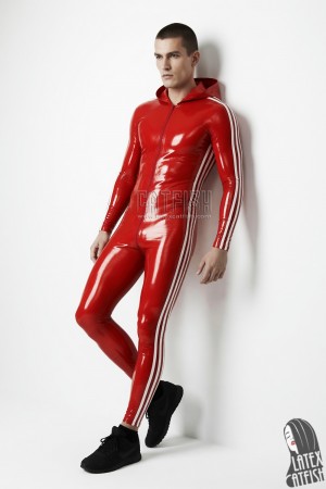 Hooded Trims Latex Catsuit
